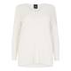 PERSONA ICE WHITE  DEEP V-NECK SWEATER WITH SPLIT SIDES