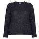 PERSONA BY MARINA RINALDI BLACK HORIZONTAL RIB SWEATER WITH SEQUINS