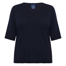 Persona By Marina Rinaldi Short Sleeve Sweater Navy  - Plus Size Collection