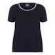 PERSONA navy embellished neckline T SHIRT
