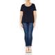 PERSONA navy embellished neckline T SHIRT