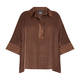 Persona by Marina Rinaldi Linen Satin Trim Top Brown 