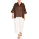 Persona by Marina Rinaldi Linen Satin Trim Top Brown 