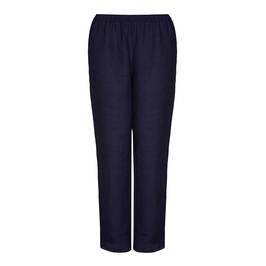 PERSONA navy linen TROUSERS - Plus Size Collection