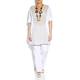 PERSONA white pure cotton and linen panel TUNIC