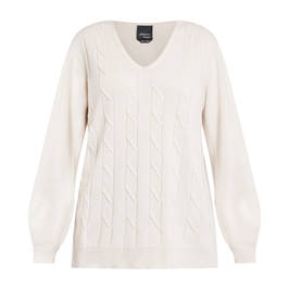 PERSONA BY MARINA CABLE KNIT DETAIL SWEATER CREAM - Plus Size Collection