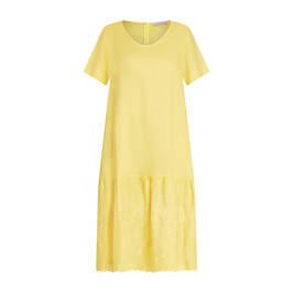 Piero Moretti Pure Linen Embroidered Dress Yellow - Plus Size Collection