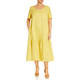 Piero Moretti Pure Linen Embroidered Dress Yellow