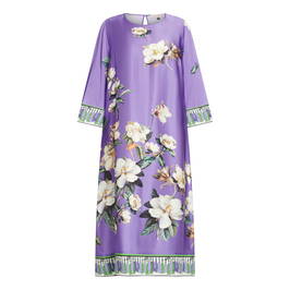 Piero Moretti Gardenia Print Silk Dress Lilac - Plus Size Collection