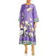 Piero Moretti Gardenia Print Silk Dress Lilac