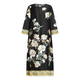 Piero Moretti Gardenia Print Silk Dress Black