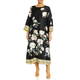 Piero Moretti Gardenia Print Silk Dress Black