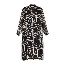 Piero Moretti Abstract Print Duster Coat Black and White - Plus Size Collection