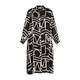 Piero Moretti Abstract Print Duster Coat Black and White