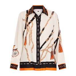 Piero Moretti Printed Silk Shirt Cream - Plus Size Collection