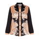 Piero Moretti Printed Silk Shirt Black and Camel