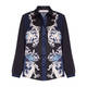 Piero Moretti Printed Silk Shirt Navy