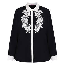 Piero Moretti Applique Shirt Black  - Plus Size Collection