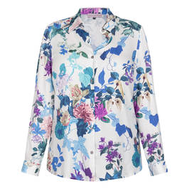Piero Moretti Floral and Leaf Printed Shirt White - Plus Size Collection