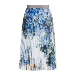 Piero Moretti Pleated Chiffon Floral Skirt Blue - Plus Size Collection