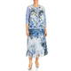 Piero Moretti Pleated Chiffon Floral Skirt Blue