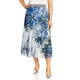 Piero Moretti Pleated Chiffon Floral Skirt Blue
