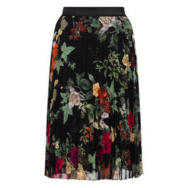 Piero Moretti Pleated Printed Skirt Black - Plus Size Collection