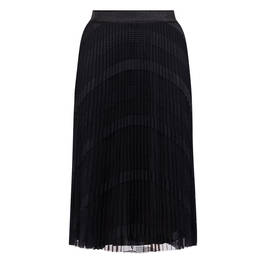 Piero Moretti Mesh Pleated Skirt Black  - Plus Size Collection