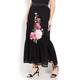 PIERO MORETTI BLACK TIERED APPLIQUE MAXI SKIRT