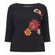 PIERO MORETTI PRINT ORANGE JERSEY FLORAL APPLIQUE TOP 