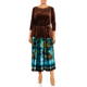 Piero Moretti Velvet Printed Skirt Blue and Green