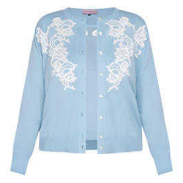 Piero Moretti Merino Applique Twinset Pale Blue - Plus Size Collection