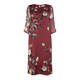 PIERO MORETTI BURGUNDY ROSE PRINT SILK CHIFFON DRESS