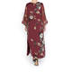 PIERO MORETTI BURGUNDY ROSE PRINT SILK CHIFFON DRESS