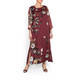 PIERO MORETTI BURGUNDY ROSE PRINT SILK CHIFFON DRESS