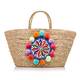 PRANELLA straw BAG with beads and pom poms