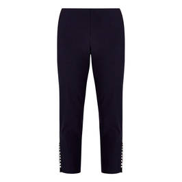 BEIGE PEARL HEM TROUSERS NAVY - Plus Size Collection