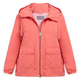 Rofa Shower Proof Hooded Jacket Coral  - Plus Size Collection