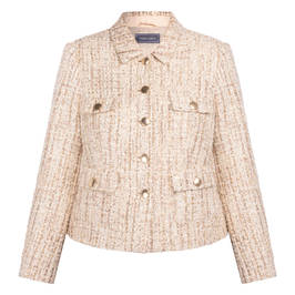 RoFa Metallic Tweed Jacket Beige and Gold - Plus Size Collection