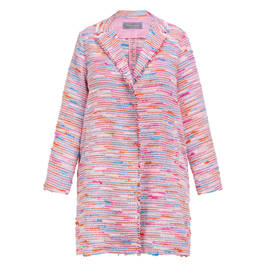 Rofa Long Tweed Jacket Multi-Colour  - Plus Size Collection