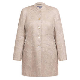 Rofa Paisley Linen Long Jacket Sand  - Plus Size Collection