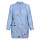 Rofa Floral Linen Long Jacket Blue
