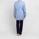 Rofa Floral Linen Long Jacket Blue