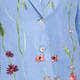 Rofa Floral Linen Long Jacket Blue