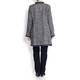 ROF AMO BLUE TWEED LONG JACKET WITH FRAYED HEM