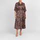 Sallie Sahne Printed Satin Shirt Dress Taupe