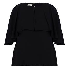 Sallie Sahne Crepe Flutter Sleeve Top Black  - Plus Size Collection