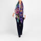 Salto Abstract Floral Print Merino Wool Scarf Purple 