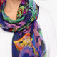 Salto Abstract Floral Print Merino Wool Scarf Purple 