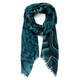 Salto Abstract Swirl Print Merino Wool Scarf Green